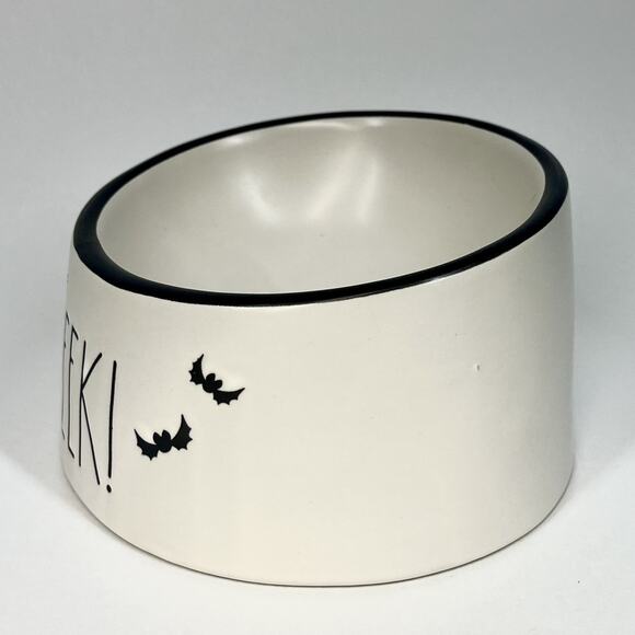 Peanuts X Rae Dunn Snoopy EEK! Halloween Dog Pet Food Raised Bowl 6x3.5” Ceramic - Picture 4 of 8